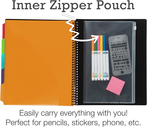 Samsill 10 Pocket Poly Project Organizer with 5 Dividers, Letter Size File Folders, Customizable Front Cover, Fashion