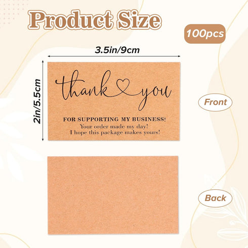 Eldraqth 100 2 3.5 Inches Packageing Pcs Thank You Business Cards, X Custom Thanks Your Card Small Thank You Cards