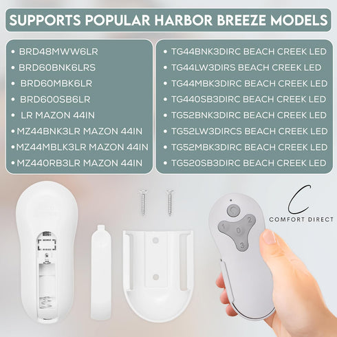Comfort Direct TR214D KUJCE10311 KUJCE10712 TR214B A25-FA0138 2AQZU-18018 Remote Control For Harbor Breeze Ceiling Fans