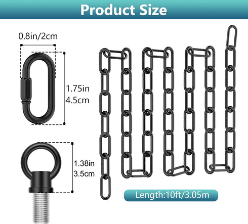 2 Pack 10 66 garini Feet Industrial Black Light Fixture Chain, Adjustable Metal Pendant Chandelier Chain Extension
