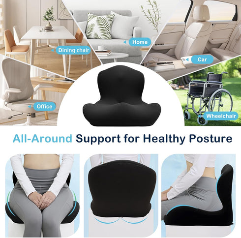 BANKQF Seat Cushion for Office Chair and Car, L-Shaped Ergonomic Car Seat Cushions, Memory Foam Chair Cushion, Lumbar
