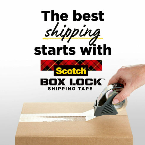 Scotch Box Lock Packing Tape, Clear Extreme Grip Moving Tape, 1.88 in. x 22.2 yd., 6 Rolls with Dispensers