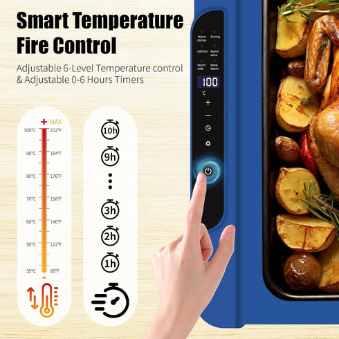 Countertop 6-Level 6-Hour Warming Mat for Food Large, Electric Silicone Food Warmer Trays for Chafing Dishes
