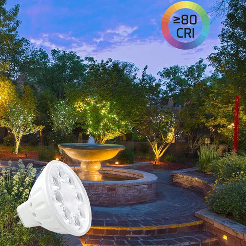 MR16 LED Bulbs, 5W Warm White 2700K-3000K, 12V Gu5.3 Bi-pin Base, Landscape Low Voltage Spotlights, 6-Pack Halogen