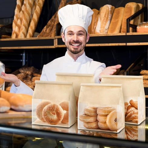 50 11 8.7 4.3 Inches Packaging Ohuimrt PCS Paper Bread Bags for Homemade Breads, x x Kraft Bakery Bags with Tin Tie Tab