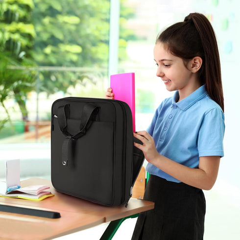 Zipper Binder, 3 Ring 2 Inch School Binder with 500 Sheet Capacity, Black, Handle & Shoulder Strap Included