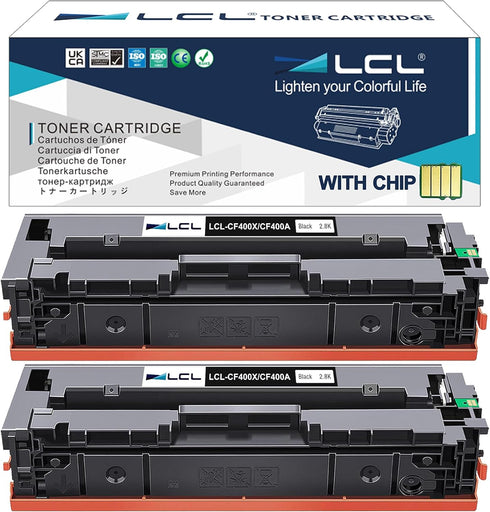 LCL Compatible Toner Cartridge Replacement for HP 201X CF400X Color Laserjet Pro MFP Series (Black, 2-Pack)
