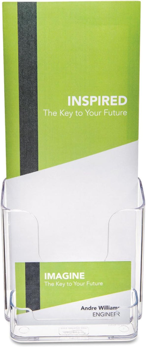 Deflecto Docuholder, Clear Rigid Countertop Leaflet Holder with Business Card Holder