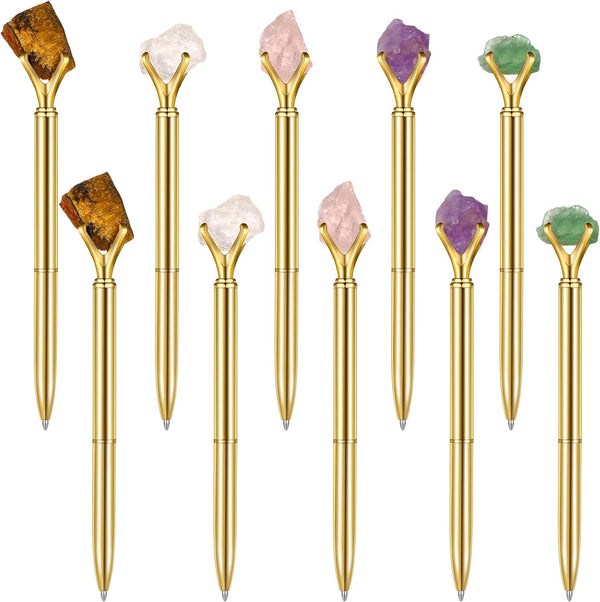 Glenmal 10 Pcs Crystal Pens, Inspirational Diamond Fancy Pens for Graduation Gift, Gold