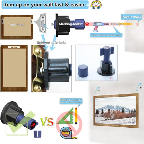 Picture Hanging Kit- Picture Keyhole Fastener mark Locations Tool & Picture Hanging Hardware Screws, 138 Pack of Frame Hanging kit for Wall Mounting, Mirror Hanging Hardware