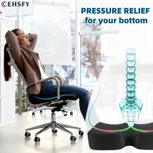 Memory Foam Seat Cushions Coccyx Pad Thicken Widen Strong Support and Comfort for Office Chairs, Car Seat, Dining