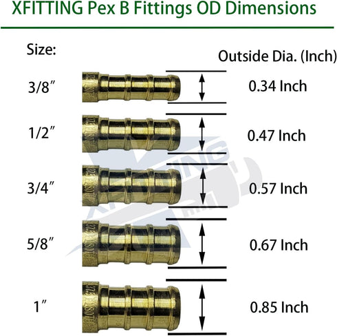 XFITTING 10 Pieces 1/2" Pex X 3/8" OD Compression Straight Adapter, Brass, NSF Certified