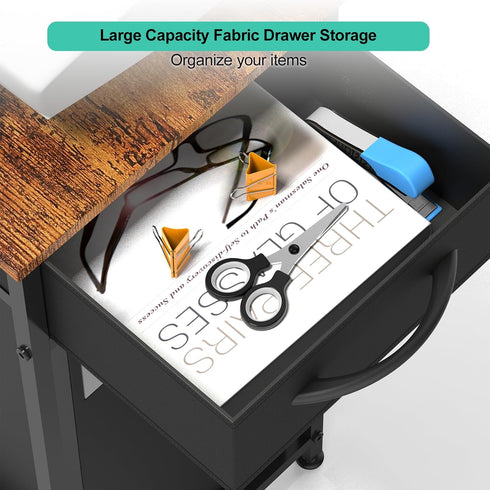 CADUKE 2 Computer Tower Stand PC Tower Stand with Storage Drawer Tier Wood Rolling CPU Holder Stand Mobile Printer Cart