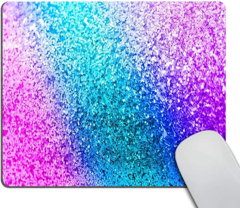Smooffly Cute Mouse Pad, Colorful Glitter Print Design Customized Rectangle Non-Slip Rubber Gaming Mouse Pad