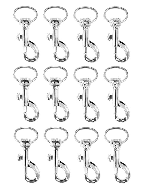 BRUFER Swivel Eye Snap Hook Bolt Snap, Nickel Plated, 2" x 1/4", 12 Pack