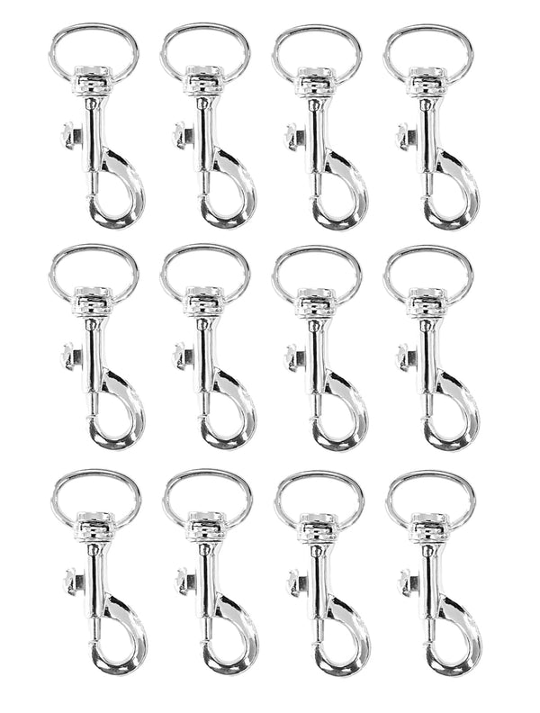 BRUFER Swivel Eye Snap Hook Bolt Snap, Nickel Plated, 2" x 1/4", 12 Pack