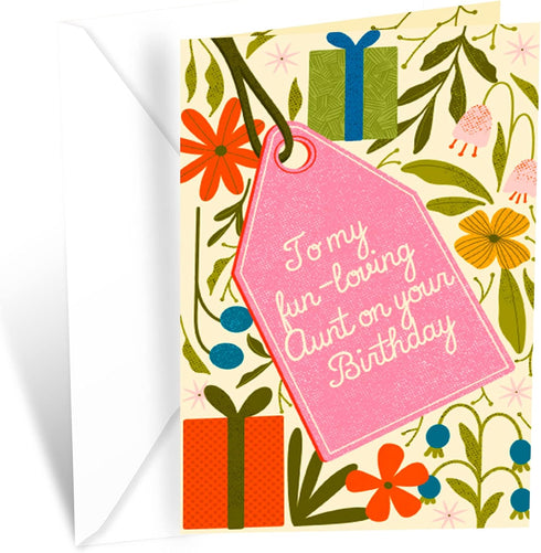 Prime Greetings Birthday Card for Aunt, Eco-Friendly Thick Card Stock with Premium Envelope 5in x 7.75in, Made in
