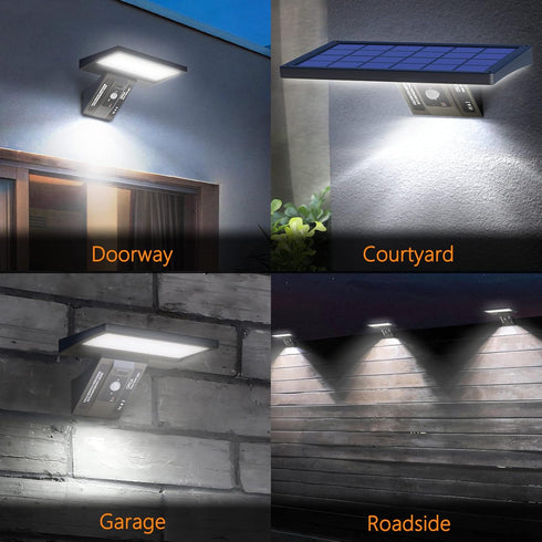 1050Lm IP65 2 104 3-Mode 120 Solar Wall Light Outdoor, Waterproof Type Optical Lens LED Lighting Wall Light with Fast