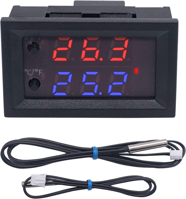 Twidec/DC 12V Programmable Temperature Controller -50 to 110 ? Red/Blue LED Display Heating/Cooling Thermostat with NTC