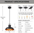 10.5 Inch 71'' 1 Pack Industrial Pendant Light, Farmhouse Small Black and Gold Chandelier, Vintage Hanging Light