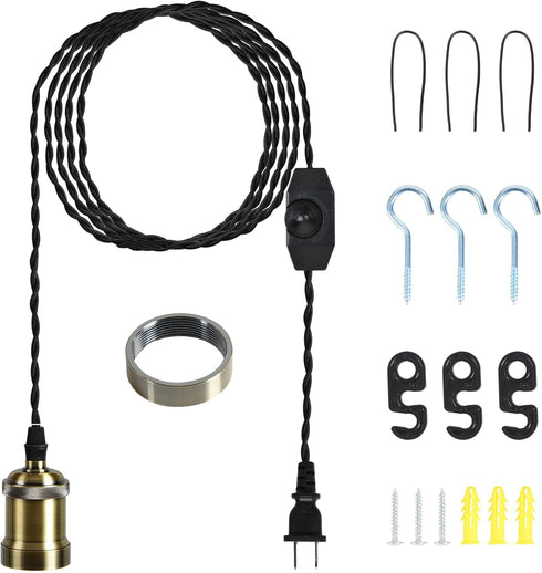dimmer Lights19.69 Plug in Pendant Light Cord hanging light kit with switch,Farmhouse Hanging ft power cord length,Hemp