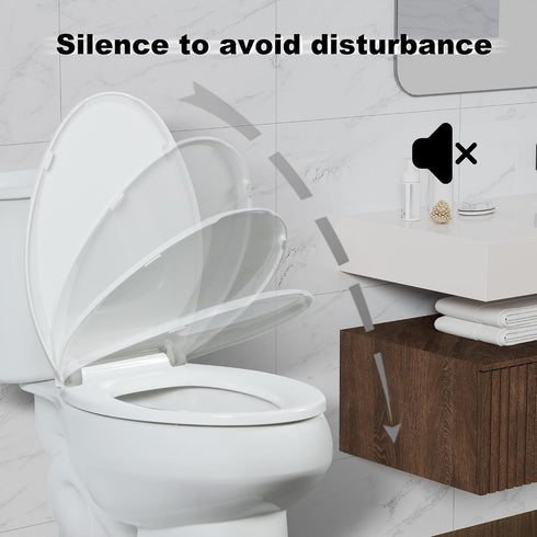 2-Pack Rust-Proof(18.5",Modern) Angol Shiold Elongated Toilet Seat Soft Close & Quick Release, White Plastic Toilet