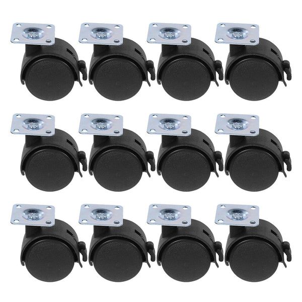 RUNROTOO 12pcs Office Chair Casters Swivel Furniture Roller Wheels with Brake Small Replacement