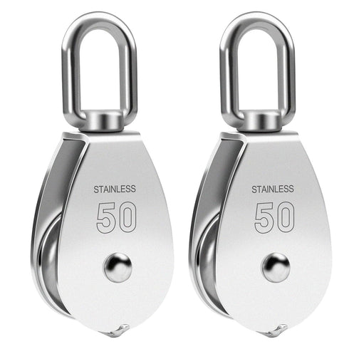 M50 Single Pulley Snatch Block Lifting Crane Heavy Duty Swivel Hook 304 Stainless Steel, 800 lbs Load
