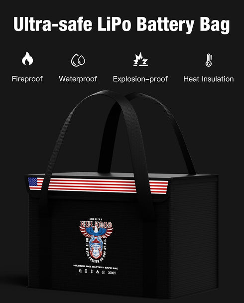HulkGoo 12V 100Ah LiFePO4 Box(14 9.5 7.8inch) Lithium Battery Fireproof Safe Bag Large Capacity Explosion-Proof