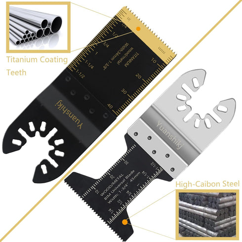 Yuanshikj 30PCS Mix Metal Wood Plastics Universal Oscillating Multitool Saw Blades, Professional Quick Release Kits