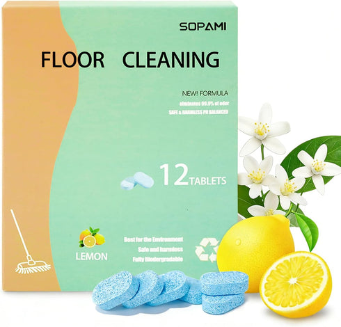 SOPAMI 12pcs Floor Cleaning Solution Tablet Deep Cleans for Multiple Hard Floors,
