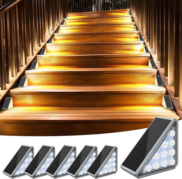 AUDLES 6 Pack Solar Stair Lights Outdoor Stair Lights with Waterproof IP67