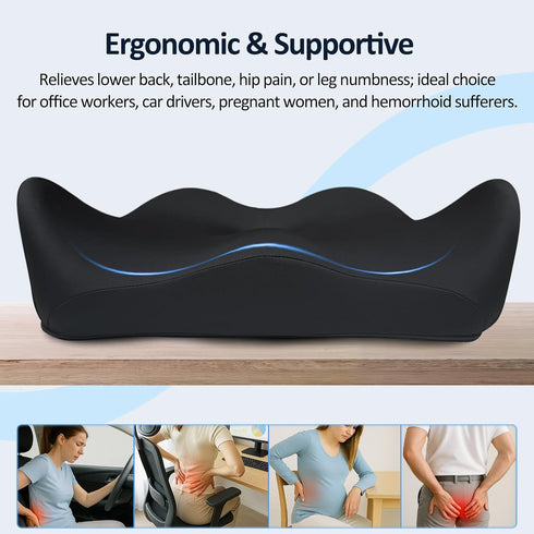 Tailbone X Large Memory Foam Seat Cushions for Office Chairs, Long Sitting Pressure Relief Ergonomic Office Chair