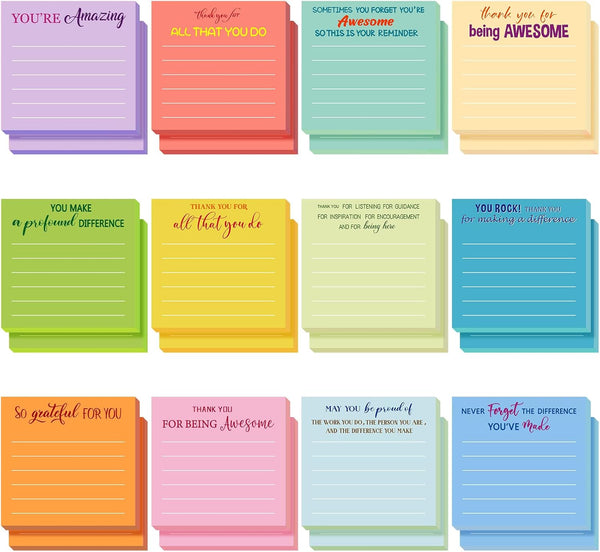 Yinder 24 Pcs Employee Appreciation Sticky Notes, Thank You Gifts, Mini Pocket Notepads for Graduation