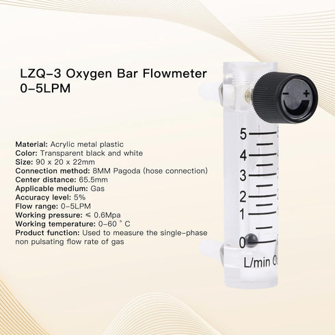 CNBTR Oxygen Flow Meter 0-5 LPM Acrylic Flowmeter for Oxygen Air Gas