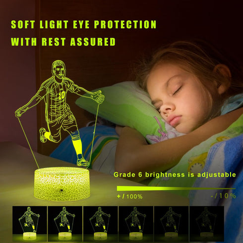 ZeHaiYlf #10 3D Dimmable (01) Argentina Soccer Player Illsuion Lamp for Boys,with Remote & Smart Touch, lampFootball