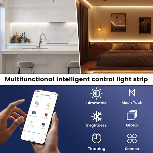16.4ft 1123 Lumens,Dimmable, 14W, 24V MYPLUS Under Cabinet LED Lights, LED Strip Lights, Tunable Color Temps and Bright