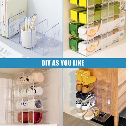 LOEQIAN 4 Pack Clear Acrylic Desk File Sorter, Purse Organizer Clutch Divider, Mesh Folder Office Supplies Stand, 4