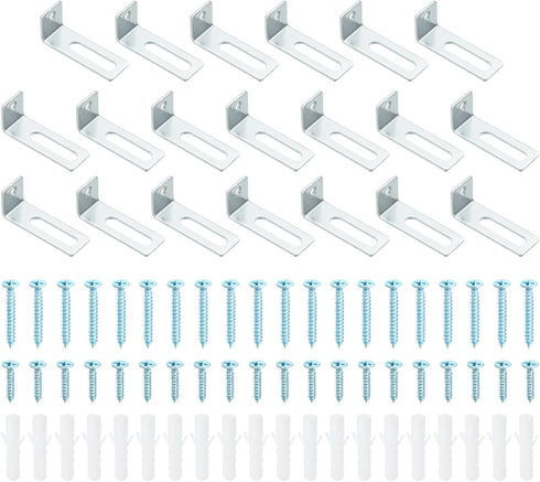 PATIKIL Whiteboard Mounting Hardware, 20 Set White Board Wall Hanger Installation Support Fastener L Shape Mount