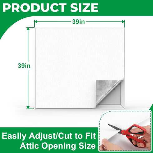 39" 39", Forestchill Attic Door Insulation Cover, Attic Stairs Ceiling Shutter Seal Cover with Velcor Strips, Air Tight