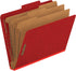 Pendaflex Pressboard Classification File Folders, 3 Dividers, 2" Fasteners, 2/5 Tab Cut, Letter Size, Bright Red, Box