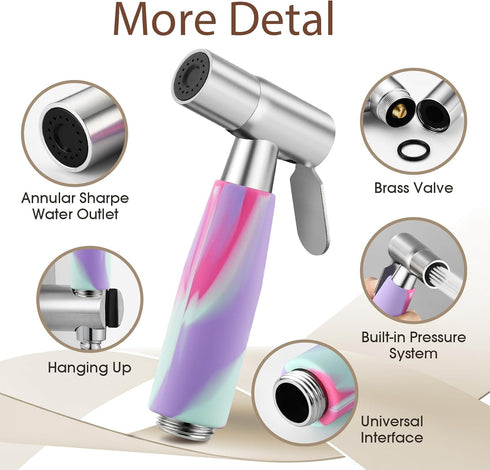 Mornwaen Handheld Bidet Sprayer Head,Stainless Steel Muslim Shower Head for Toilet,Adjustable Pressure Jet Sprayer
