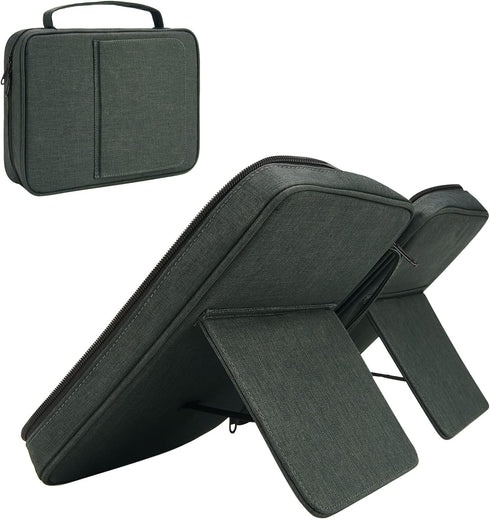 Bible Covers for Men & Women, Carrying Church Bag with Handle, Zipper, Multi-Pockets for Scripture Study, Deep Gray