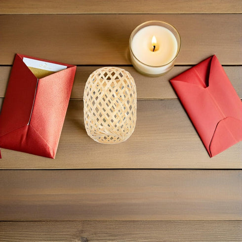 2pcs 4.36.5 Inch Handmade Woven Lamp Shade with Oiled Paper Mini Lantern Cover, Rustic Hanging Lamp Shade Replacement