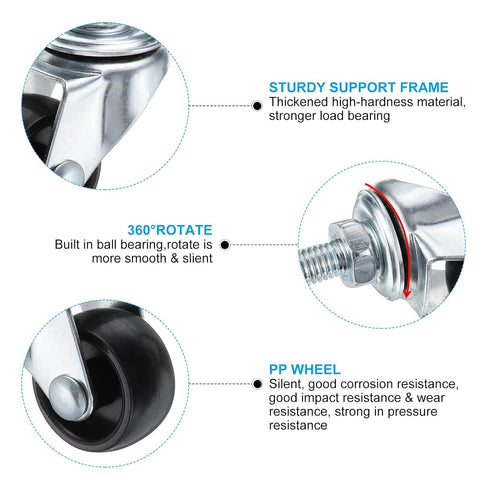 1 Inch 8 Pack PATIKIL Stem Casters, Wire Shelf Caster Wheels Threaded Swivel Stem Wheels Wire Shelving for Rolling Cart
