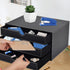 PU Leather Desk Organizer with 3 Drawers, Black Executive Office Supplies Desktop Filing A4 File Cabinet for