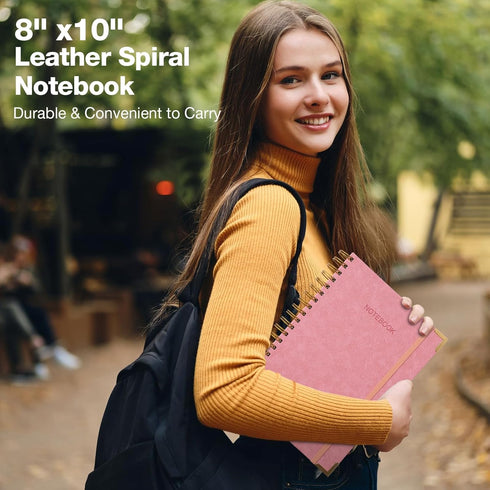 Spiral Notebook, 5 Subject College Ruled Notebook with Dividers, 250 Pages Leather Journal (B5 Purple)