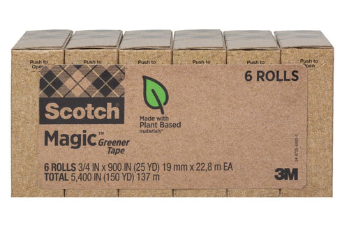 Scotch Magic Greener Tape, 6 Rolls, Invisible, 3/4 x 900 Inches, Boxed