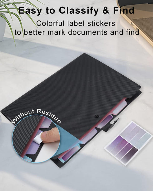 Expanding File Folder - 5 Pocket Cute Folders with Labels - Letter Size Accordion File Organizer for Documents