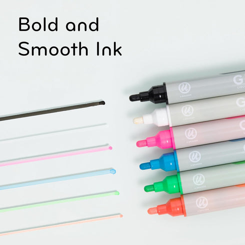 Set 12 U Brands Bold Tip Liquid Glass Whiteboard Markers with Eraser for Glass Boards, Dry Erase Boards, and Chalk